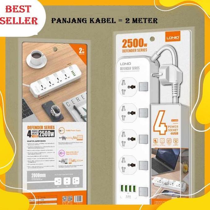 Ldnio Steker Colokan Listrik Stop Kontak 4 Socket On Off 4 Usb Sc4408 Sc4408C