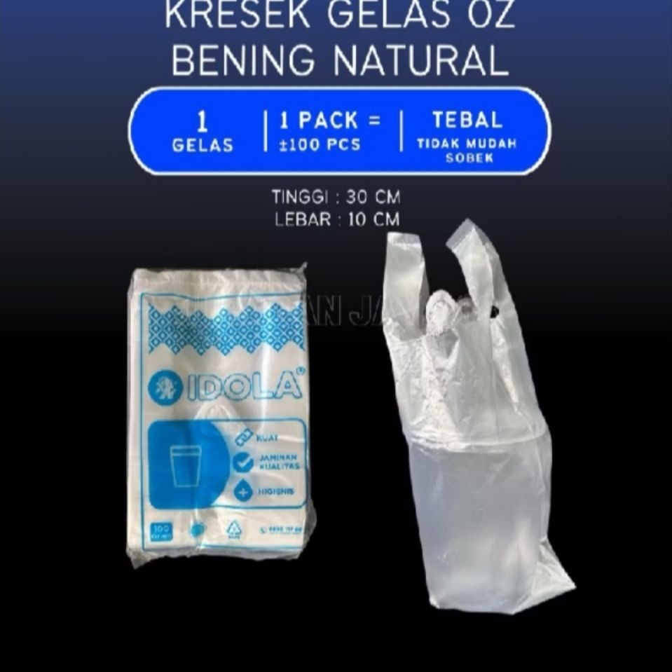 KANTONG GELAS IDOLA 10X30 KRESEK KANTONG MINUMAN KANTONG CUP / KANTONG IDOLA / KRESEK IDOLA BIRU