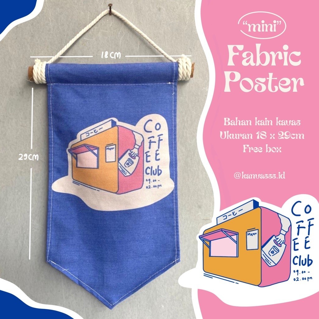 Mini Fabric Poster/Mini Flag/Walldecor/Hiasan Dinding/Coffee Mini Flag