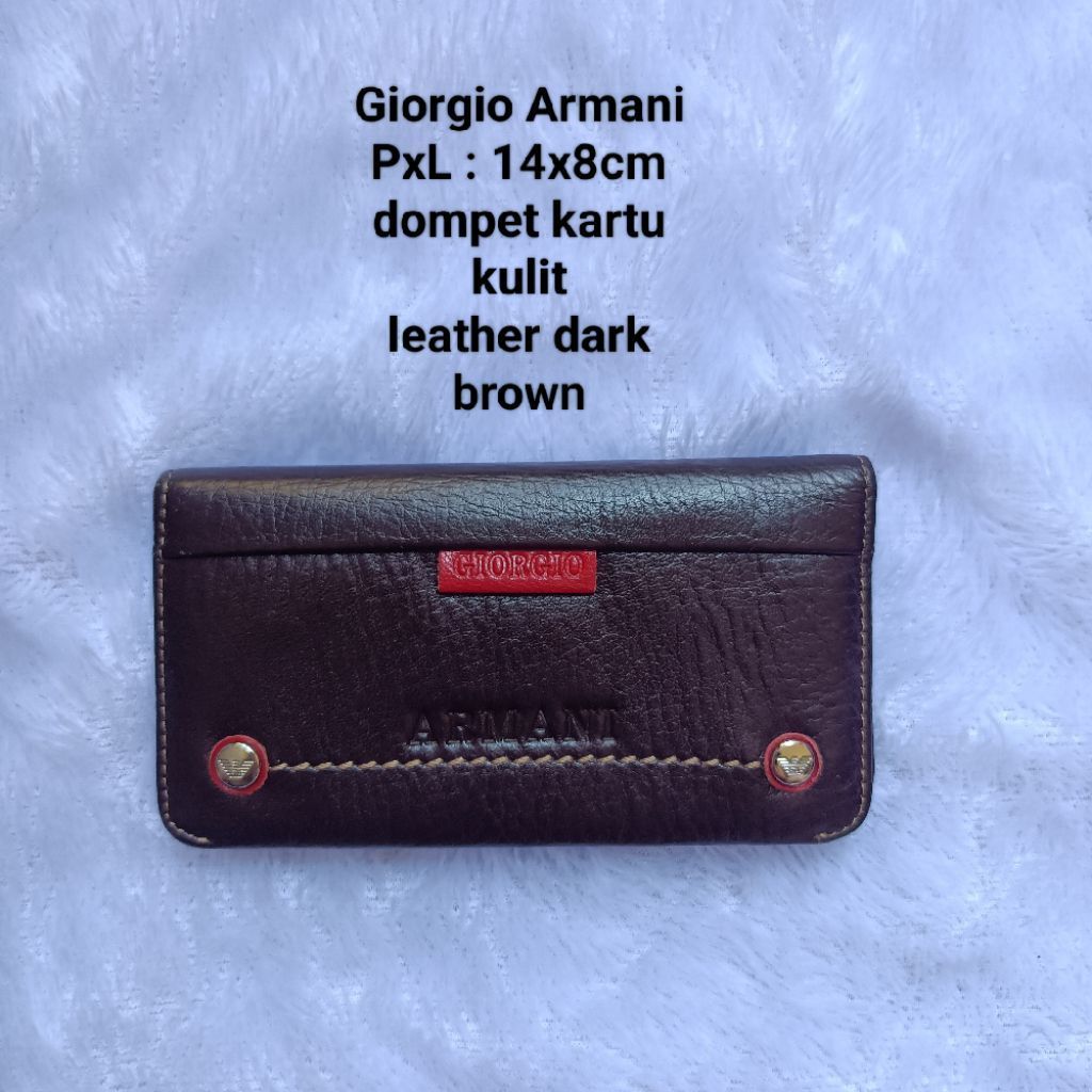 Giorgio Armani wallet dompet kartu kulit dark brown leather