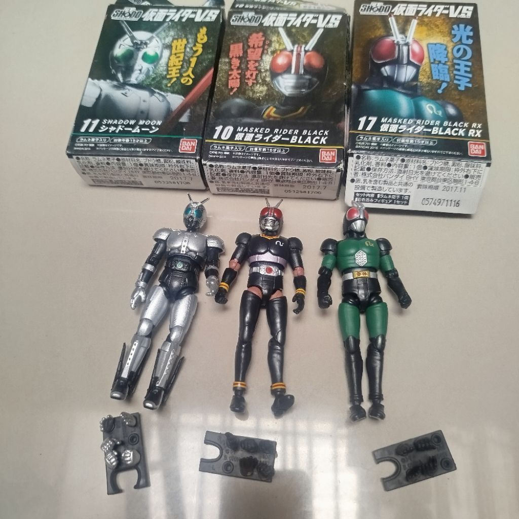 Bandai Shodo isi 3 Kamen Rider Black dan RX dan Shadowmoon Original Vintage