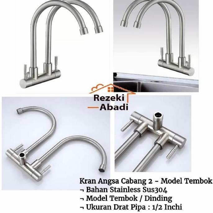 Kran Sink Double / Kran Angsa Tembok / Kran Cuci Piring