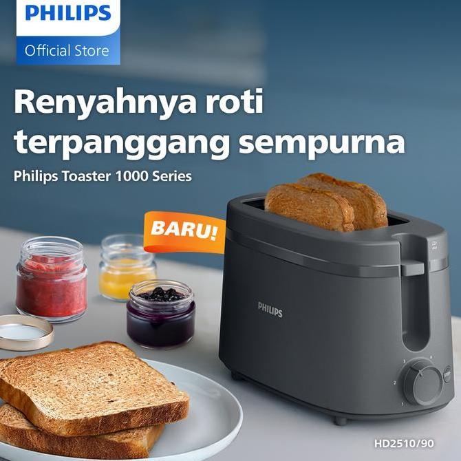 Toaster Philips - HD2510/90 Hitam - Philips Pemanggang Roti Philips Toaster Pemanggang Roti Listrik 