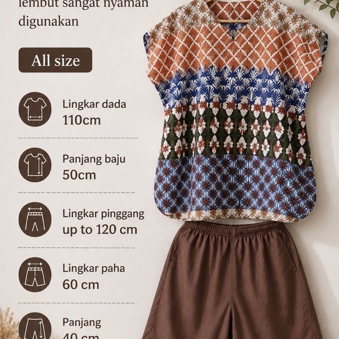 Daster satu set celana pendek wanita