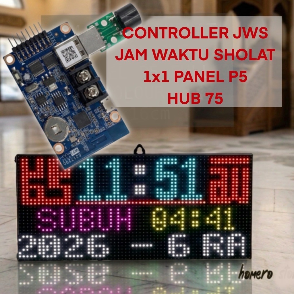Controller Jam Sholat JWS Jam Waktu Sholat 1x1 Panel P5