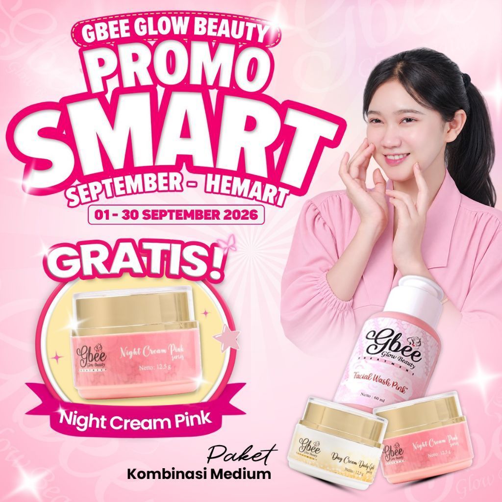 Gbee Glow Beauty Paket Kinclong Medium Kombinasi Pink Mencerahkan&Hasil Glowing Untuk Kulit Sensitif