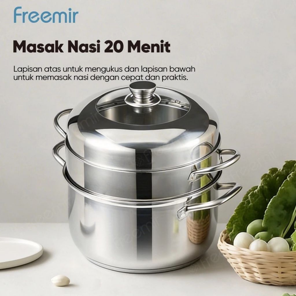Freemir Panci Kukus 2 Susun Stainless 304 Cepat