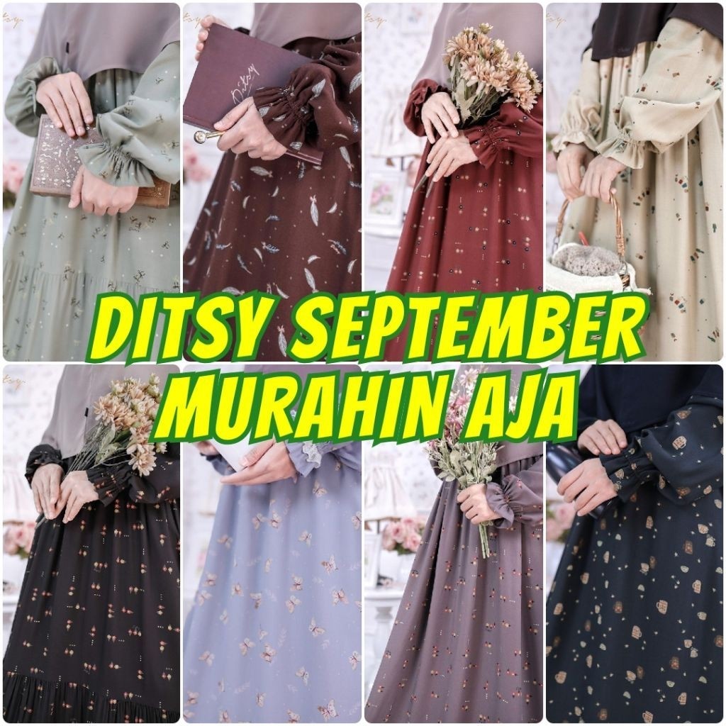 Ditsy September 2026 XS S M L XL XXL | Ditsy terbaru | Gamis Dress motif adem murah