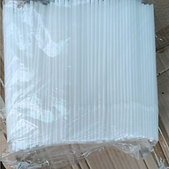 Sedotan Putih Fleksibel tanpa cover FW 524 1 pack isi kurang lebih 500pcs