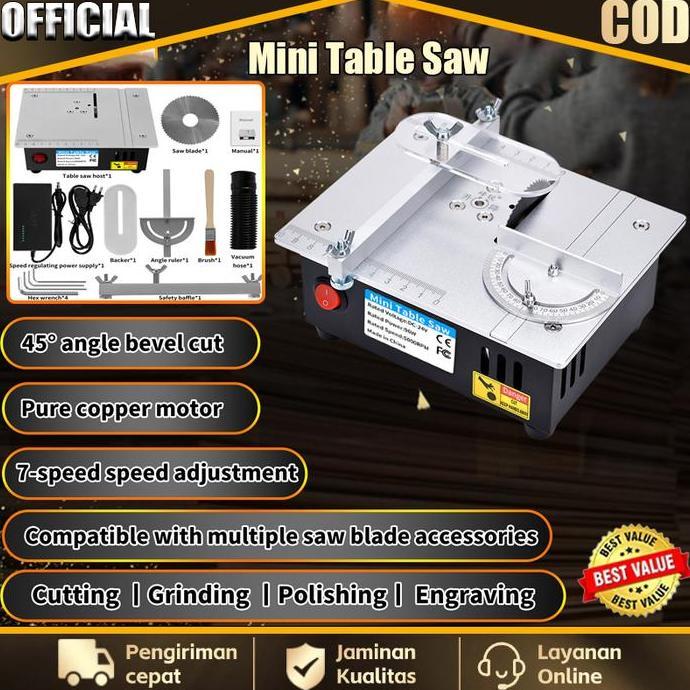 Baifun Mini Table Saw Diy 5000Rpm Gergaji Meja Mini Multifungsi Table Saw Portable Alat Pemotong