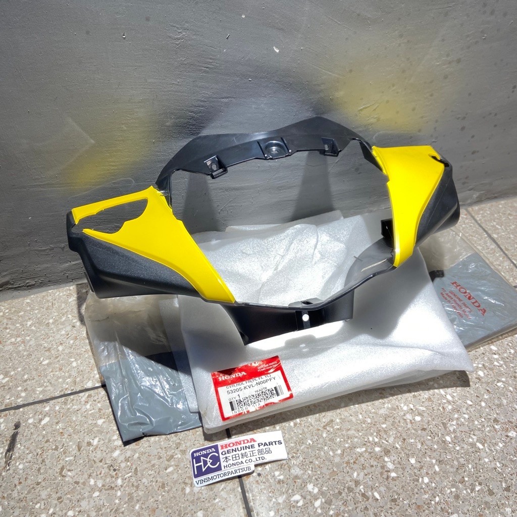 53205 KVL N00PFY COVER BATOK DEPAN SPEEDOMETER HONDA SUPRA X125 BATMAN KUNING ORIGINAL AHM ASLI