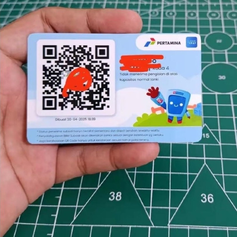 Kartu ID QR Pertamina Subsidi Tepat Model KTP Anti Air