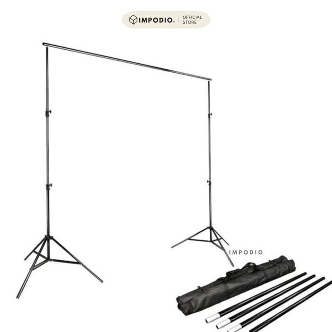 IMPODIO Stand Backdrop Foto 2x3m / 3x3m Lipat Portable | Tripod Penyangga Background Studio Profesio