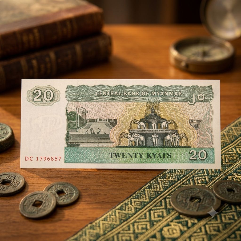 Uang Kertas Kuno 20 Kyat Myanmar UNC