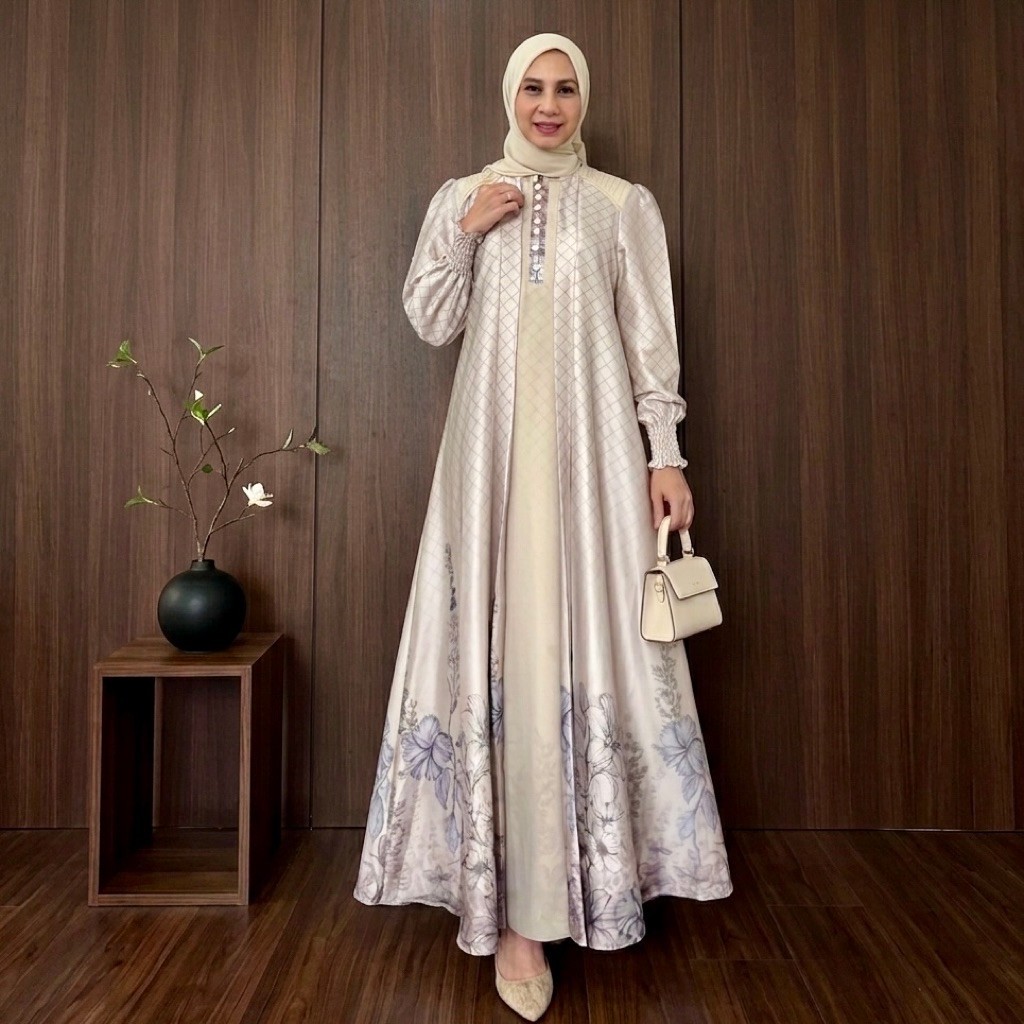 Sale Sale [JEMIA] Aurora Dress Silk Busui Set Hijab Gamis Wanita Kondangan Elegan Mewah Kekinian