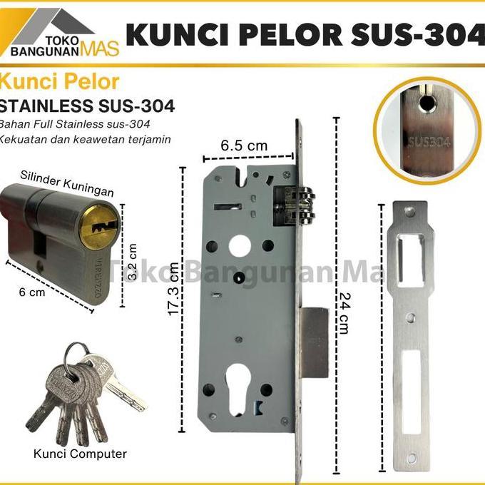 Wedangan_Shop - Body Kunci Pelor Stainless Sus 304 Virenzzo Body Kunci Utama Body Kunci Tarung