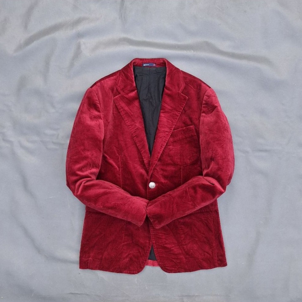 preloved jas bludru merah mvio Size L bahan premium jas casual pria /R70