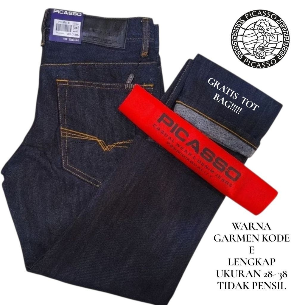 Celana Jeans Pria Panjang PICASSO Original Denim - Celana Levis Pria Tebal Soft Jeans Standar Regula