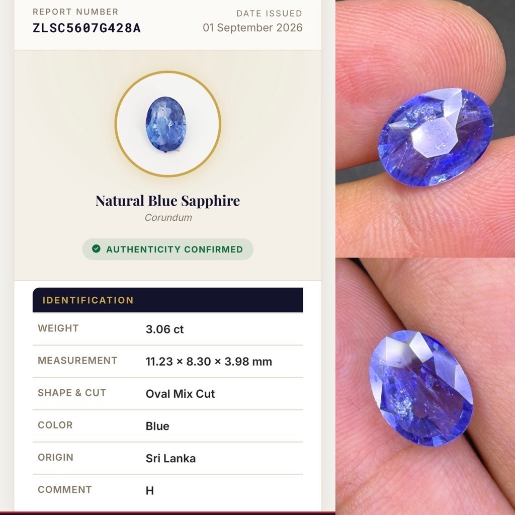 natural blue safir sri lanka only heat lab CGL