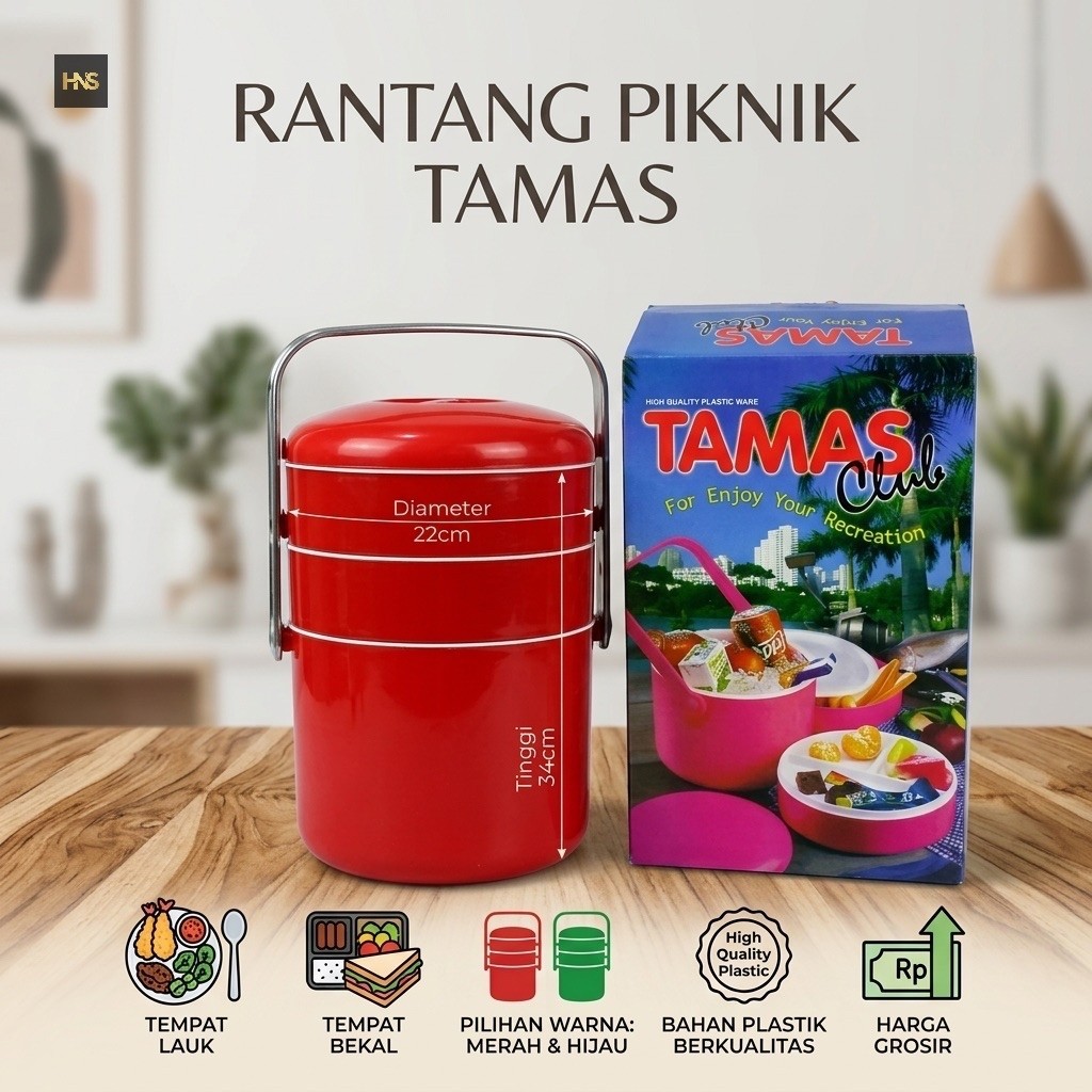 Rantang piknik bekal makanan tamas GMMC plastik susun 3 grosir