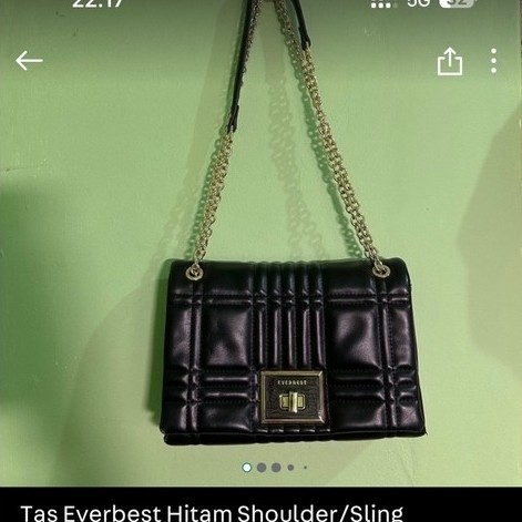Tas Selempang Wanita Everbest Hitam Shoulder Bag Rantai Model Square