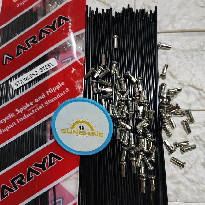 Spoke Ruji Jari 283 ARAYA Stainless Black 14G x 283mm Velg Rims 700c Tinggi 3cm Sepeda Roadbike Fixi