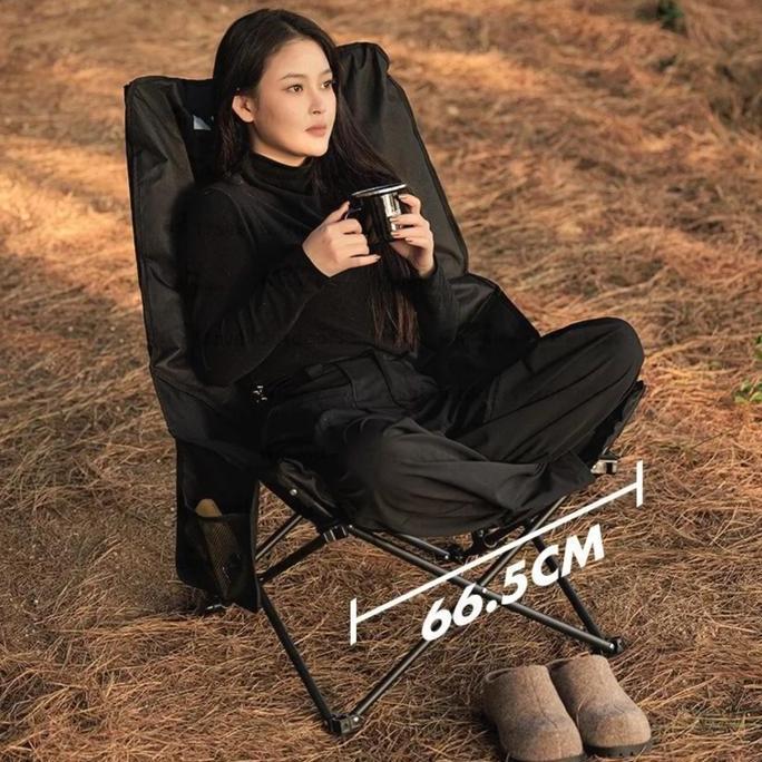 BLACKDOG Floating Moon UC Adjustable Folding Recliner Black Cotton Chair Kursi Lipat Tidur Soft Empu