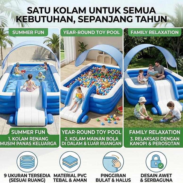 original magical playtime kolam renang anak tebal anti slip aman bayi kolam pompa keluarga mainan ai