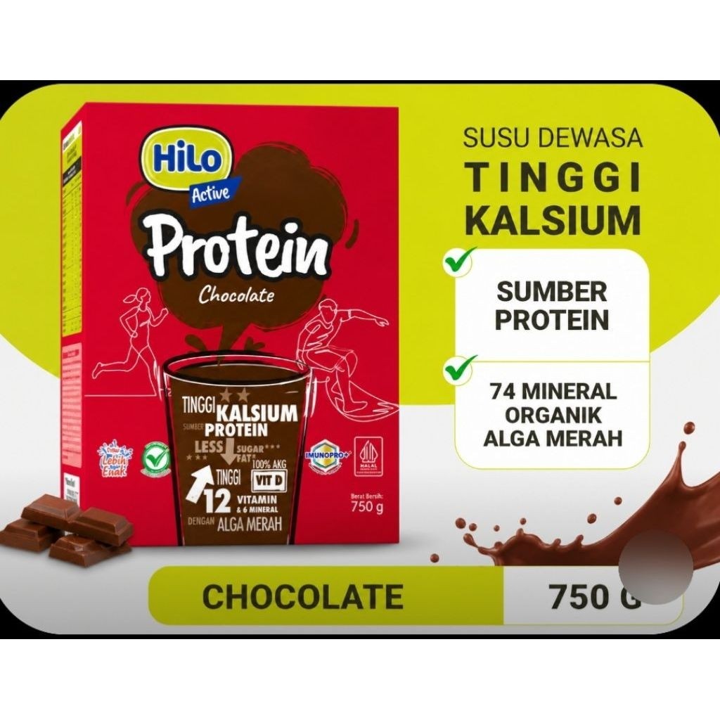 Susu Bubuk Hilo Active Rendah Lemak, Tinggi Kalsium, 750 Gram