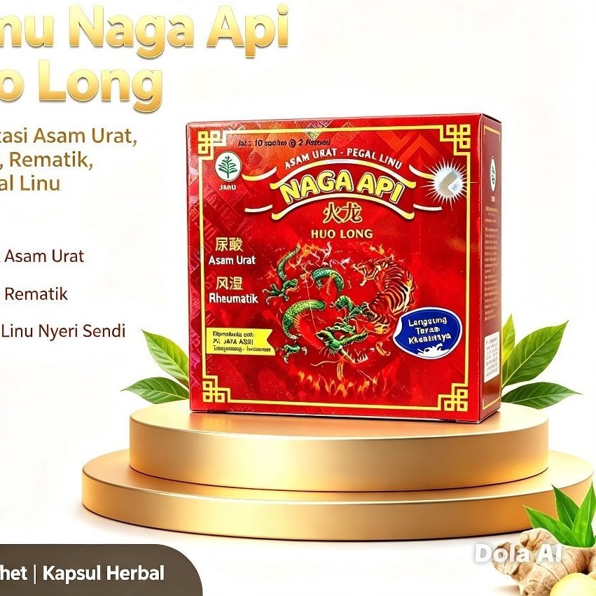 Jamu Naga Api Huo Long 10 Sachet Isi 2 Kapsul Herbal Asam Urat Pegal Linu Rematik