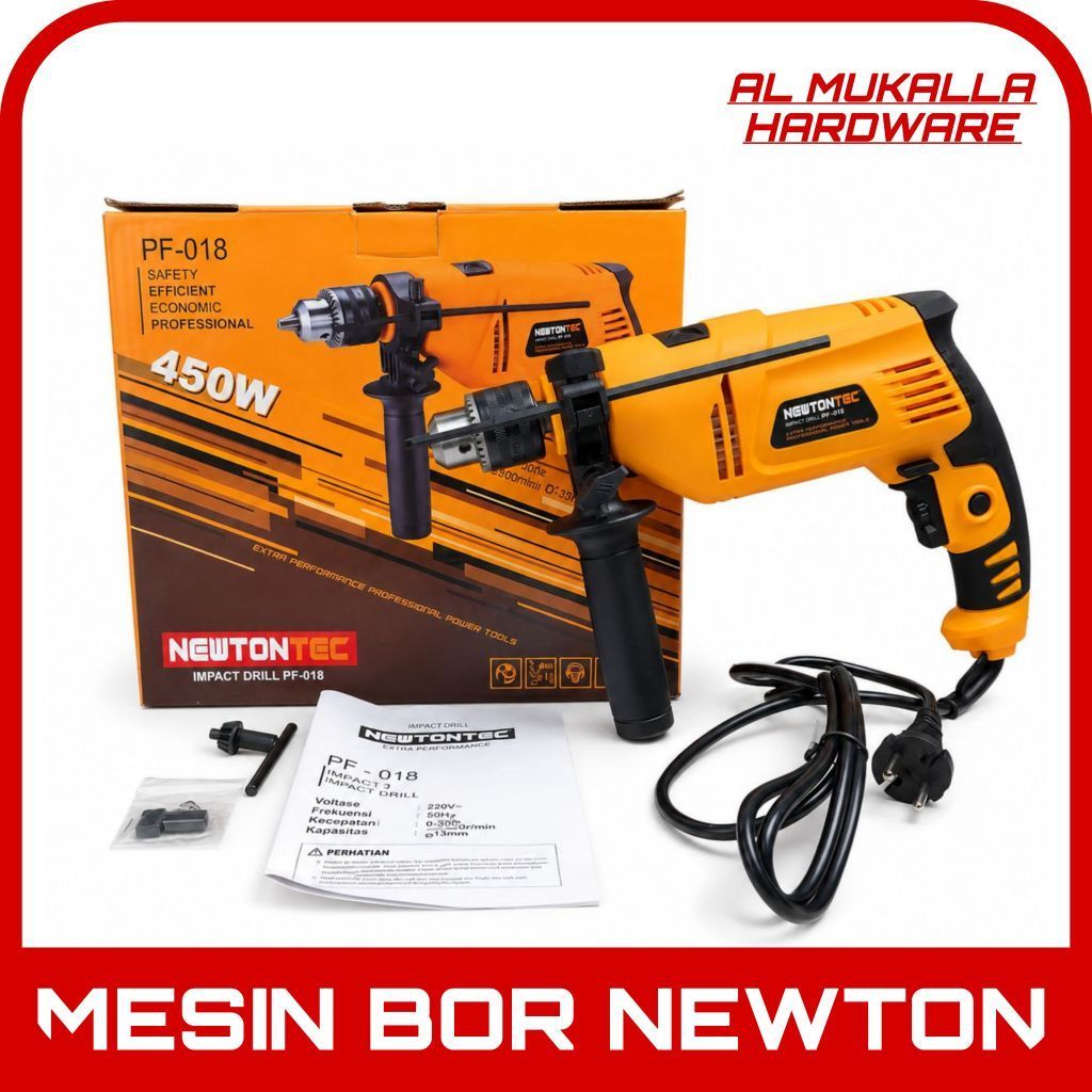 NEWTON Mesin Bor Impact Drill Tembok Beton Listrio 450 Watt 13mm PF - 018 Bor Tangan Hammer