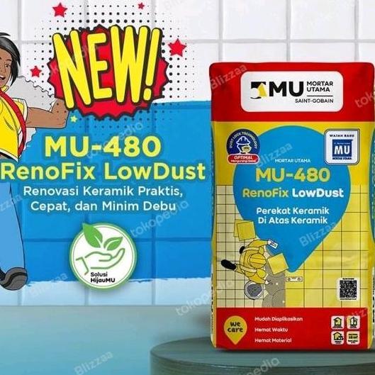 Mortar Utama Mu 480 Perekat Keramik Diatas Keramik Renofix Mu480 -25Kg