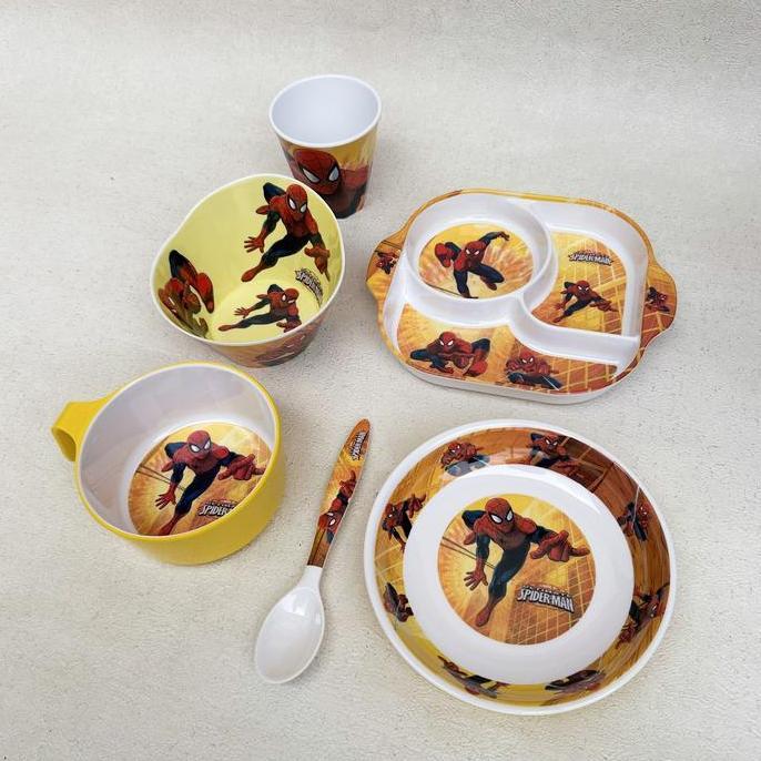 Elco Melamine Spider Car Plate Spoon Bowl Tableware Set / Piring Sendok Anak Bahan Melamin Spider
