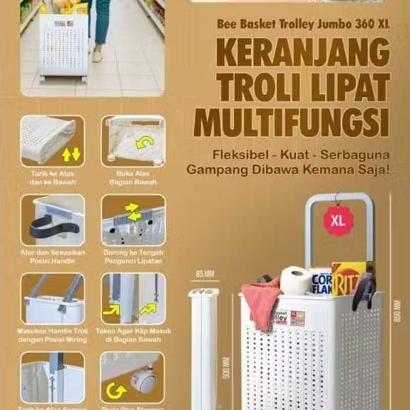 NAPOLLY - KERANJANG LAUNDRY BEE TROLLY UK L/KERANJANG JUMBO LIPAT