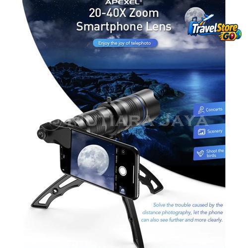 Lensa Tele phone Handphone 20 - 40X Zoom Lens Telephoto Tripod