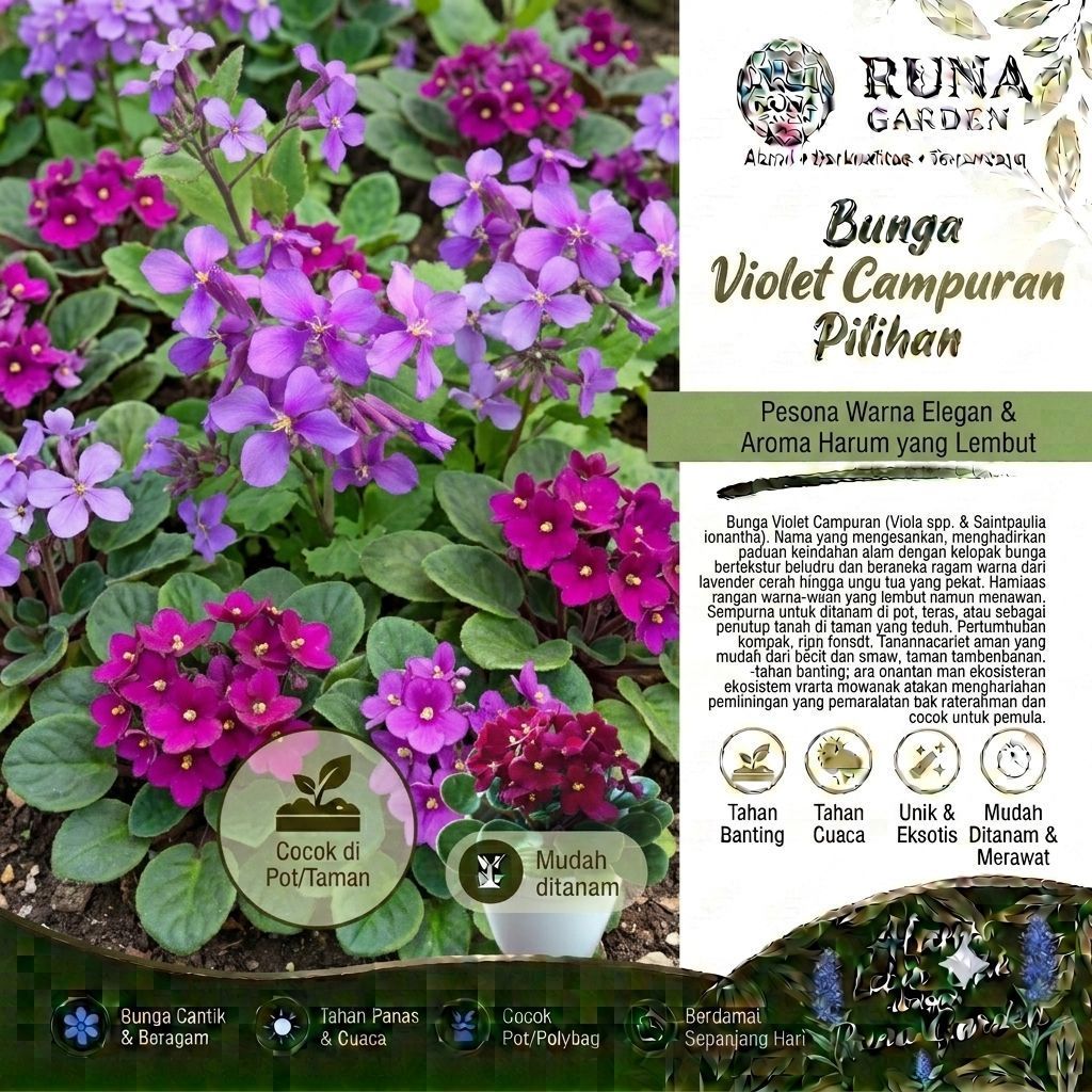 benih / biji bunga violet cina dan violet afrika