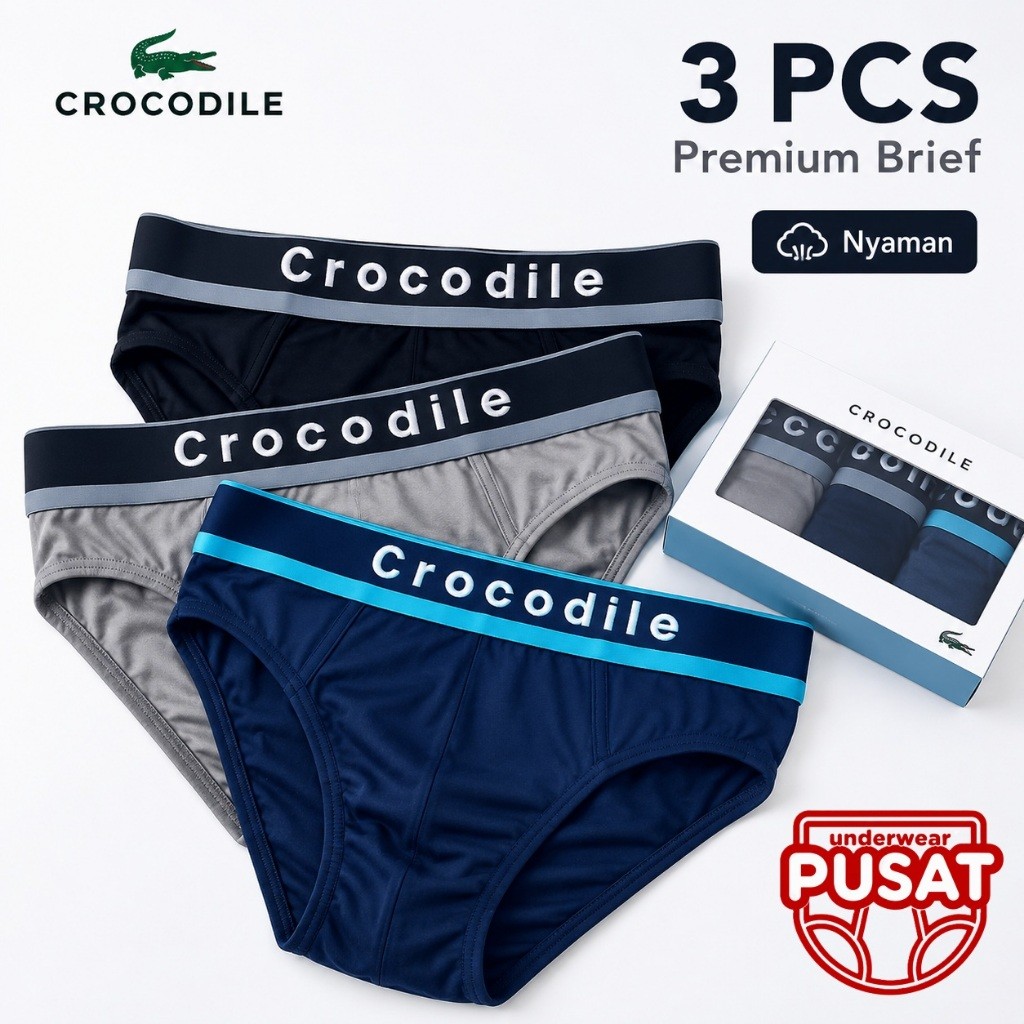 ( 3 Pcs ) Celana Dalam Pria Crocodile 521-234 Jumbo Anti Bakteri | CD Crocodile 234 Pria Dewasa