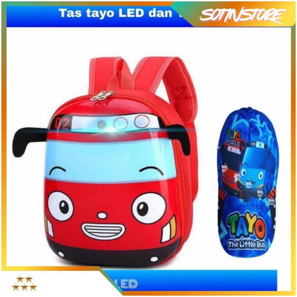 TROLLY TAYO Tas Ransel Sekolah Paud TK Model Bus Tayo Led Bisa Nyala DBS Cod