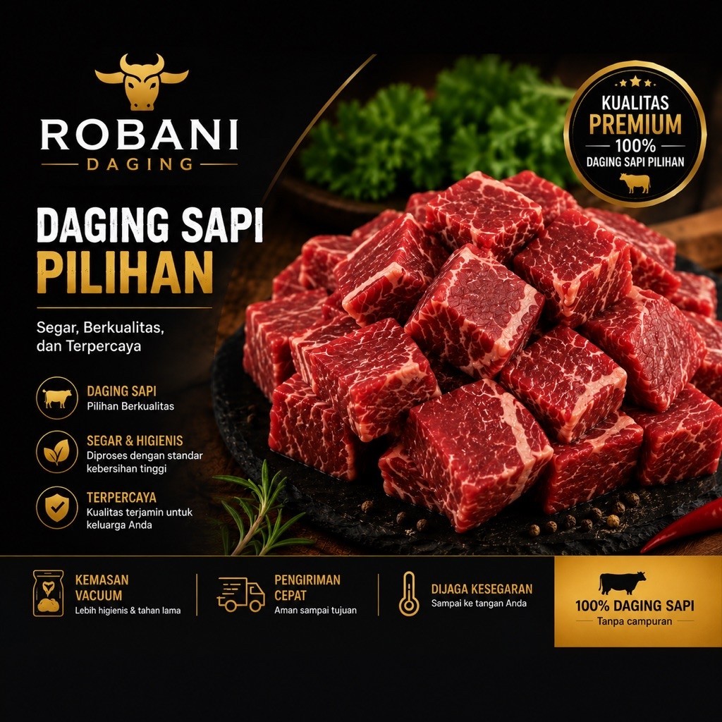 Daging Sapi 1kg - Empuk, Rendah Lemak, Premium