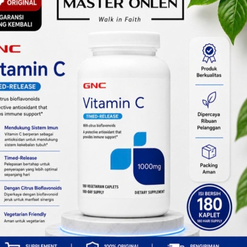 GNC Vitamin C 1000 mg 180 Caplet Timed Release Usa