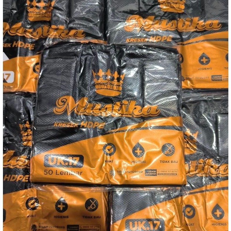 Kantong Plastik Hitam Mustika Gold Bertekstur Embos 17 24 35 Kresek HDPE Sinar Joyoboyo Kuat Higieni