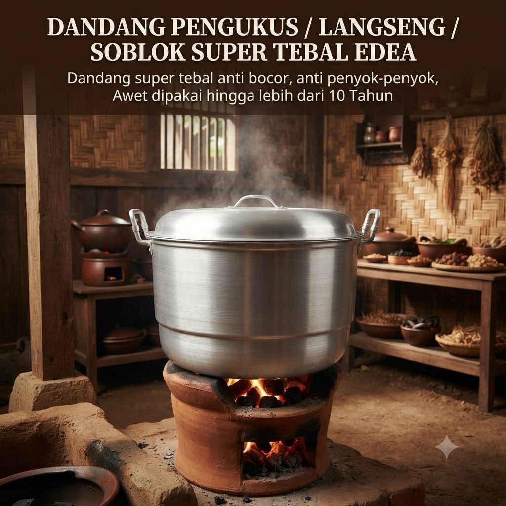 Panci dandang pengukus serbaguna Langseng Penanak Nasi / Soblok Tebal ukuran 26 28 30 36 40 ED Nasio