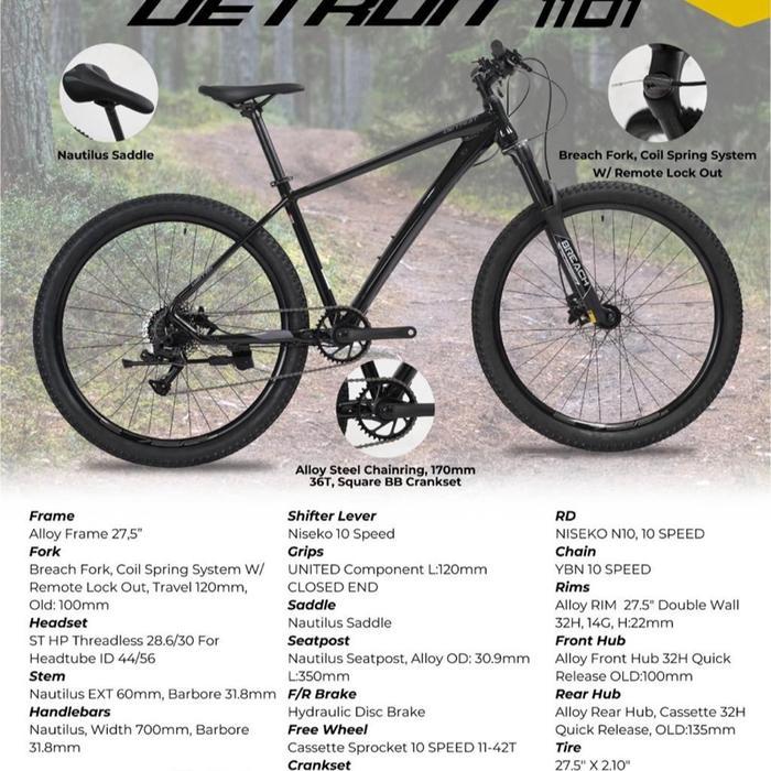 Sepeda MTB UNITED Detroit 1101 27.5 inch New 2026 Hidrolik discbrake Remote lock out - Alumunium Fra