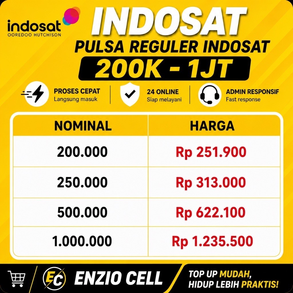 PULSA REGULER INDOSAT 200K–1JT
