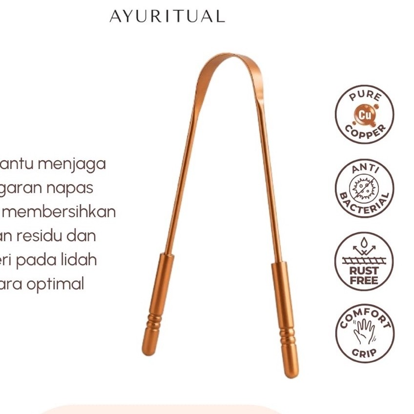 Alat Pembersih Lidah Tembaga Premium (Copper Tongue Scraper/Tongue Cleaner)