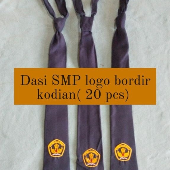 Dasi SMP Logo Bordir kodian( 20 pcs)Warna Biru untuk Seragam Sekolah