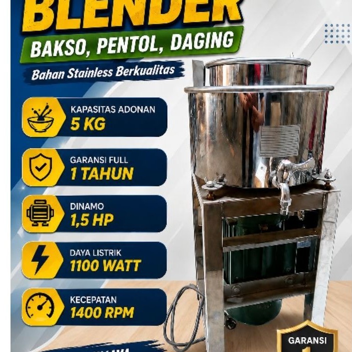 MESIN BLENDER DAGING PENTOL BAKSO MESIN BLENDER KAPASITAS 10KG MESIN PENGHALUS DAGING BAKSO PENTOL M