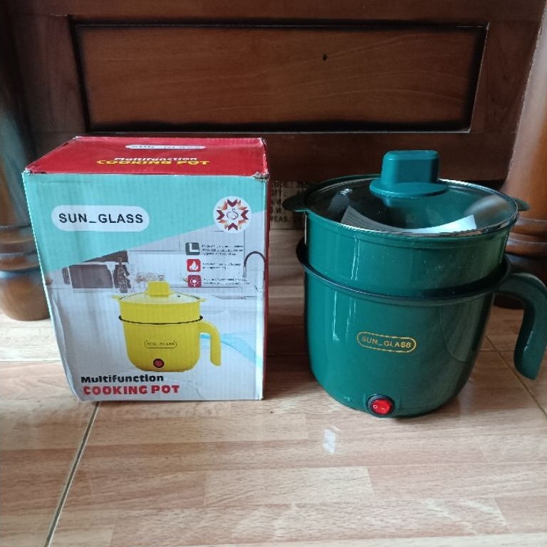 SUN GLASS Multifunction Cooking Pot dengan Tutup Kaca dan Pemegang Warna Hijau