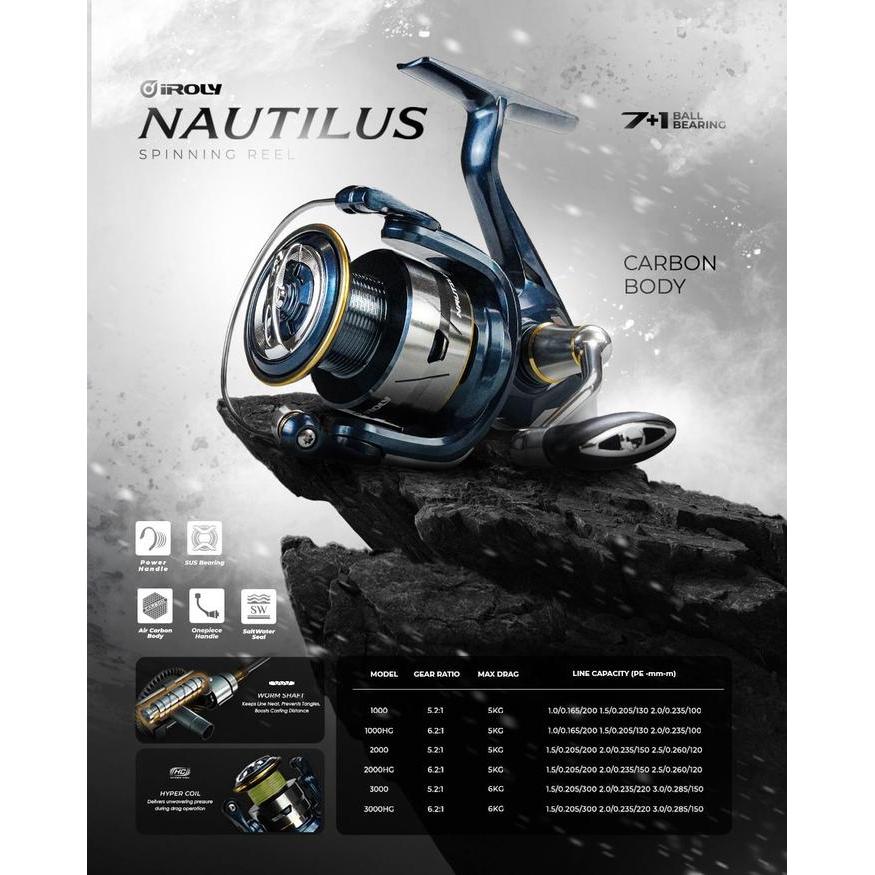 Reel SPINNING IROLY NAUTILUS (CARBON BODY) - 1000
