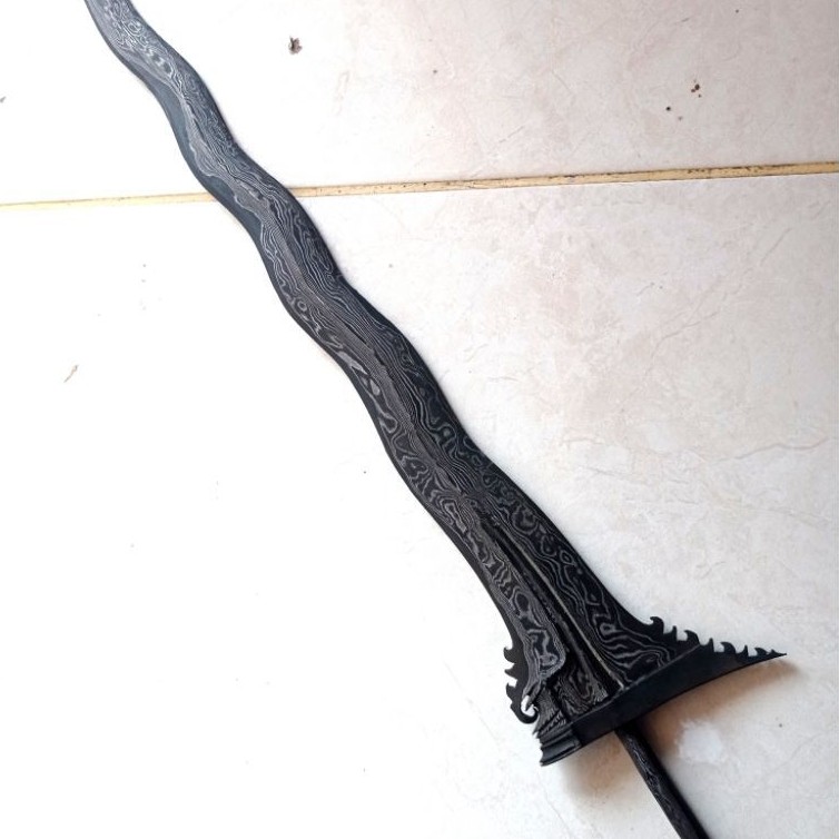 bilah keris Bali pamor kulit semangka panjang bilah 42cm